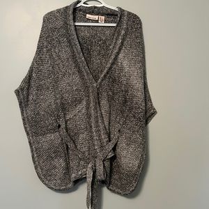 DKNY belted short sleeve cardigan sweater charcoal gray used great condition